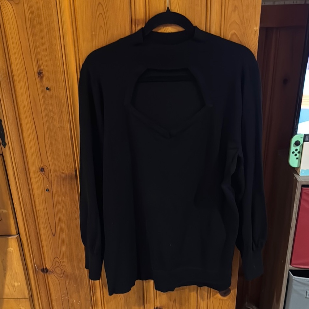 Black Cutout Long Sleeve Top